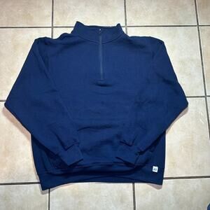 Vintage Y2K Russell Athletic Quarter Zip Navy Blue Sweatshirt Mens Size Large
